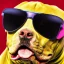 Placeholder: photoraelism Portrait of a pitbull wearing sunglasses high detail