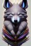 Placeholder: award winning portrait of a male anthropomorphic rainbow wolf long black hair. character design by cory loftis, fenghua zhong, ryohei hase, ismail inceoglu and ruan jia. unreal engine 5, artistic lighting, highly detailed, photorealistic, fantasy