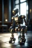 Placeholder: aging robot with hair and a with walking chair, zeiss prime lens, bokeh like f/0.8, tilt-shift lens 8k, high detail, smooth render, down-light, unreal engine, prize winning