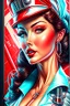 Placeholder: Retro-futuristic intricately drawn nurse Pin up Poster, detailed face. Beautiful woman. in the style of Full body hiphop streetwear drip highly detailed, hyperdetailed painting, complex, 8K, HD