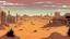 Placeholder: desert city far in the background comic style