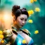 Placeholder: Chun-li underwater with yellow flowers for hair, closed eyes, rtx, reflection, 8k, glow, winning photography, caustics