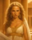 Placeholder: Closeup of young Actress Natalie Portman as Aphrodite at age 28 with gorgeous long curly hair and brown-hazel eyes, no mistakes, flawless painting, beautiful art, Greek Ruins in the Background, sexy body, wearing a Roman Toga of sheer tulle, realistic, hyper-realistic, life-like; by Ricardo Chavez-Mendez; Deep Colors; 8K