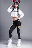 Placeholder: a cute full body shot of anime adult lady wearing hip hop dance clothes standing