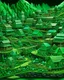 Placeholder: A green mechanical village with crystals painted by Frank Wilson