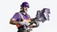 Placeholder: fedex driver using chainsaw transparent background