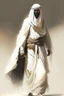 Placeholder: An Arab warrior in plain robes and a pale face full body