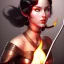 Placeholder: black hair lady archer top with flame