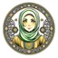 Placeholder: anime Only the face Muslim Pretty impressive women inside a circular frame,Portrait image,professional look