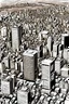 Placeholder: Tokyo city view from very above. manga style, black and white