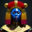 Placeholder: Inca woman, rounded face, blood, lines, black, red, blue, gold, samurai helmet, decorative color feathers, retro, bamboo, leather, soft color, highly detailed, art stations, concept art, smooth, unreal engine 5, god rays, ray tracing, RTX, lumen lighting, ultra detail, volumetric lighting, 3d, finely drawn, high definition, high resolution.