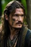 Placeholder: pedro pascal as long haired celtic warrior with tribal tattoos