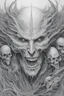 Placeholder: Nightmare in my mind, evil in many faces, Busch painting nightmare, thin line draw