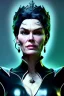 Placeholder: Lena Headay as evil queen in black leather, busty, cleavage, voluptuous, Aqua Lene, angry, stern look. character design by cory loftis, fenghua zhong, ryohei hase, ismail inceoglu and ruan jia. unreal engine 5, artistic lighting, highly detailed, photorealistic, fantasy