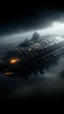 Placeholder: ,surrealism of the dark of a nightmare , hyper photorealistic, hyper detailed dark art color, high resolution, fog, octane render, tilt shift, HDRI Environment, all pictures dark gray, a very long cigar shape spaceship in the sky
