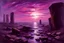 Placeholder: Purple sky, rocks, cliffs, sci-fi, rodolphe wytsman and friedrich eckenfelder impressionism paintings