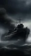 Placeholder: ,surrealism of the dark of a nightmare , hyper photorealistic, hyper detailed gray art color, high resolution, fog, octane render, tilt shift, HDRI Environment, all pictures dark gray, a torpedo hitting a ship