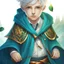 Placeholder: Fantasy World, A boy only wearing a wizards robe, and wearing a wizards hat. White Hair. Golden Eyes