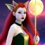 Placeholder: Attractive teenage girl with red hair with golden highlights, who is dressed like a witch casting a spell with a quarterstaff on the moon, she has cat ears, green eyes looking at the moon, has a normal nose, background is realistic space, the girl is on a planet, goth girl dress, full body portrait, arm colors gradient effect into stars, rendered, unity 3d, unreal engine, dslr, hdr, 4k, edited, photorealistic, normal number of appendages, freckles, artists rendered