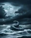 Placeholder: ultraralistic photography of jormungandr in storm with a stormy cloud and big moon