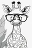 Placeholder: Outline art for cute coloring pages with giraffe with glasses, full body, white background, sketch style, only use outline, clean line art, no shadows and clear and well outlined.