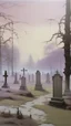 Placeholder: A light purple graveyard covered in gravy painted by Caspar David Friedrich