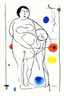 Placeholder: Reprezentare grafica moderna figurativa cu simboluri ,minimal art similar cu desenele lui Picasso , a unui desen facut de un autist , reprezentand o femeie grasa si un barbat slab , în stilul combinat acuarelei umede a lui Joan Miro si cu filigran lineart minimal a lui Jean Cocteau cu Paleta de culori impresionista cu culori putine si tari. Fond alb si linii color subtiri si paralele, cu umbre de lumina cu hasuri incrucisate