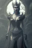 Placeholder: Lene Nystrøm as evil queen in black leather, busty, cleavage, voluptuous, Aqua Lene, angry, stern look. character design by cory loftis, fenghua zhong, ryohei hase, ismail inceoglu and ruan jia. unreal engine 5, artistic lighting, highly detailed, photorealistic, fantasy