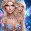 Placeholder:  beautiful face princess blond fairy smiling with sparkle jewel bikini and butterflies in hair