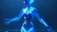 Placeholder: Dancer out in the Rain. Full body 3d image, an extraterrestrial species,bioluminescent skin. comets, galaxies, beautiful face beautiful eyes beautiful body, her hair is made out of supernova shockwave, she is a living breathing colossal-sized universe. She has a large chest