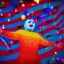 Placeholder: red, yellow, blue, primary colors, funny, goofy, abstract blob, circus, party, glitter, bokeh blur, guassian blur, tilt-shift, photograph, HD, 8k, hyper realistic, blender, 3d model, rendering, clown, bright lights, zoom in, portrait