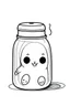 Placeholder: KAWAII ghost stuck in the jar idea, line art, background, vector, svg, black outline on white background, leave plenty of white space beetween lines for coloring, tattoo style, tattoo idea,full body, minimalist