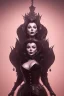 Placeholder: Joan Collins as evil queen in black leather, leather, busty, cleavage, angry, stern look. character design by cory loftis, fenghua zhong, ryohei hase, ismail inceoglu and ruan jia. unreal engine 5, artistic lighting, highly detailed, photorealistic, fantasy