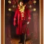 Placeholder: circus ringmaster, garish red coat, 1800s, chiaroscuro lighting , 8k UHD, matte painting, illustration, renaissance, artwork, high-quality, intricate detail, dark circus, night circus, creepy, rocco, greg rutowski, howard lyon, alphonse mucha