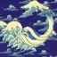 Placeholder: An astronaut floating in space surrounded by a halo of glowing jellyfish, done in the style of Hokusai's The Great Wave off Kanagawa