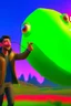 Placeholder: beeple throwing dart at inflatable green frog