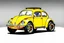 Placeholder: volks wagen beetle , classic model, paint shining yellow, big wheels, aeodinamic kit, , style cartoon