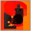Placeholder: diffused cosmic conspiracies, abstract art, pinpoint light clusters, by Arthur Secunda and Victor Pasmore, silkscreened mind-bending abstractist metal etching, asymmetric, cigarette burn textures, violent orange and black colors of differing hues, orange monocolor
