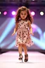 Placeholder: 2 years old baby girl fashion model with high heels ,curvy wavy hair ,cat walks in runway