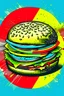 Placeholder: T-shirt design in coordinated colors, ready to be printed, with a hamburger graphic