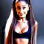 Placeholder: Ariana Grande, big bust, 6-pack abs, long hair