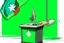 Placeholder: Make a illustration in which a Pakistani casting his voter and show his thumb with ink and also show the ECP Pakistan ballot box. In the background show the Pakistan flag