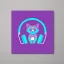 Placeholder: die cut sticker of cute cyber animal with headphones, 2D, flat illustration by bryen frost, cyberpunk, minimal, vector style