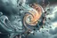 Placeholder: Dynamic complex hypnotic fractal 3D structures Symmetry twisting and morphing between plants and metall geometric forms , smooth translucent iridescent glass with inner glow and bubbles, varied transparent materials, stormy skies, intense dramatic