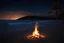 Placeholder: an image of a tropical beach at night, with a bonfire casting a warm glow, stars in the sky, and the sound of waves breaking in the background.