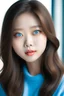 Placeholder: cute korean girl with brown hair and blue eyes