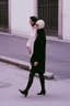 Placeholder: mujeres de 35 años caminando por una céntrica calle de una ciudad española, visten ropa de segunda mano, jersey de cuello alto, es la moda y es tendencia, fotografía real, de cara a la cámara