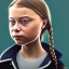 Placeholder: portrait of Greta Thunberg drinking crude oil