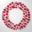 Placeholder: A round frame made of red hearts on a white background