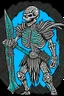 Placeholder: skeleton warrior, comic style